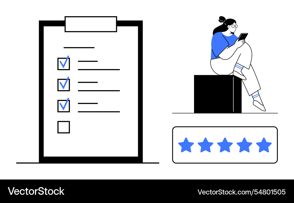 Checklist with checkmarks person using tablet Checklist with checkmarks person using tablet vector image