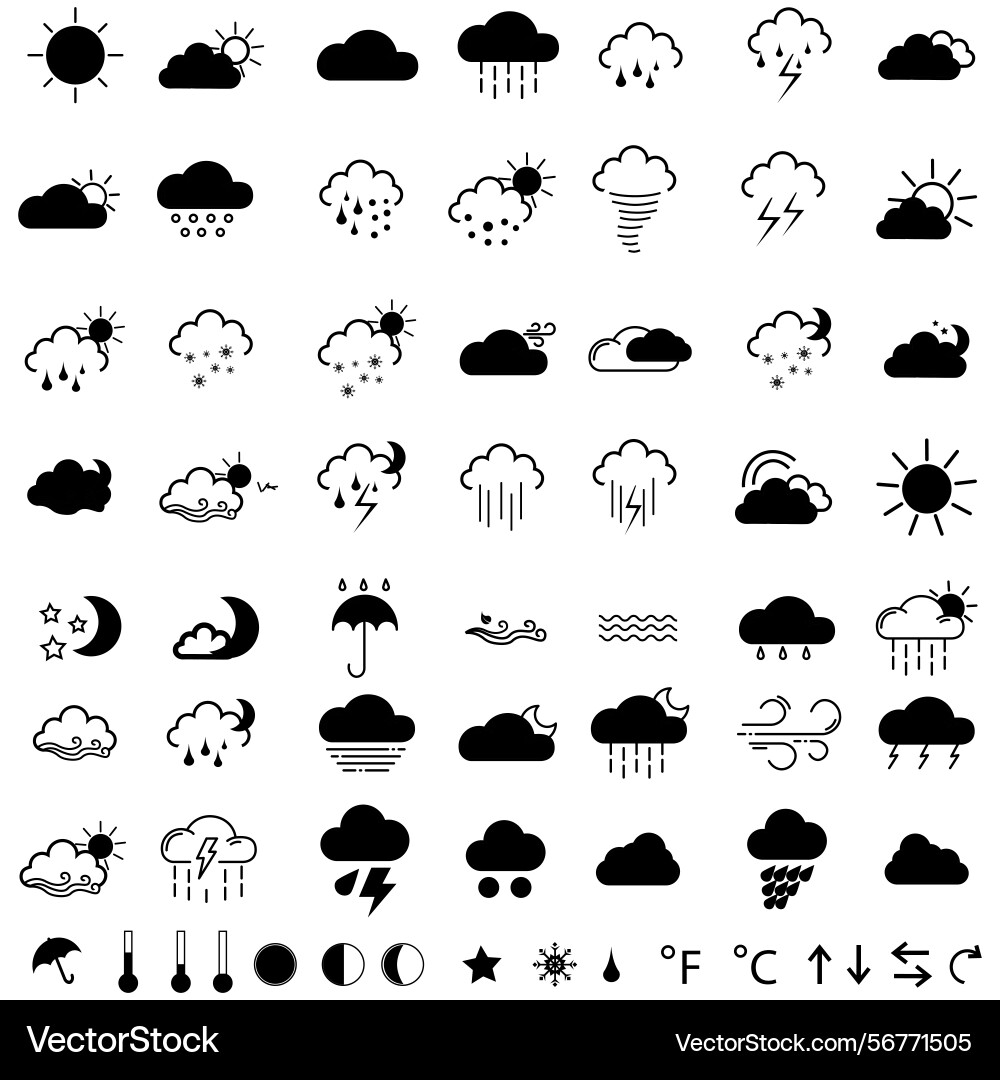 Clouds icons set of in different form Vector Image