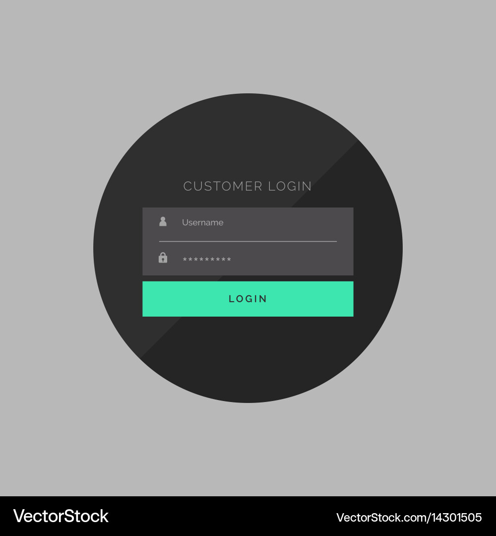 Dark customer login form in simple style vector image