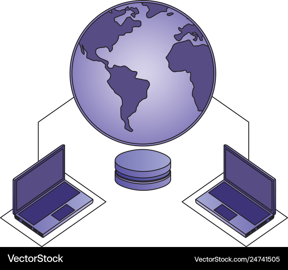 Database center security connection laptops data Database center security connection laptops data Vector Image