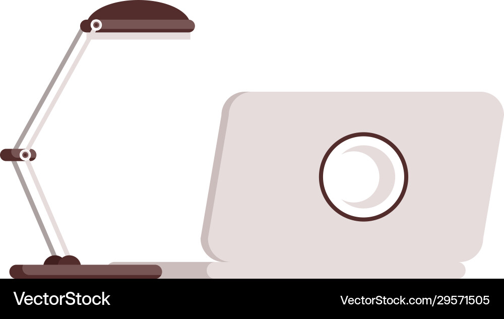 Desk lamp with laptop computer device vector image