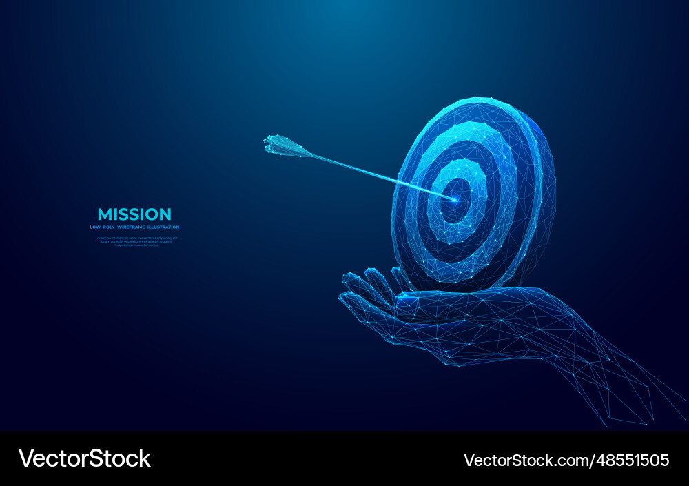 Digital hand holding a target dartboard with bow vector image