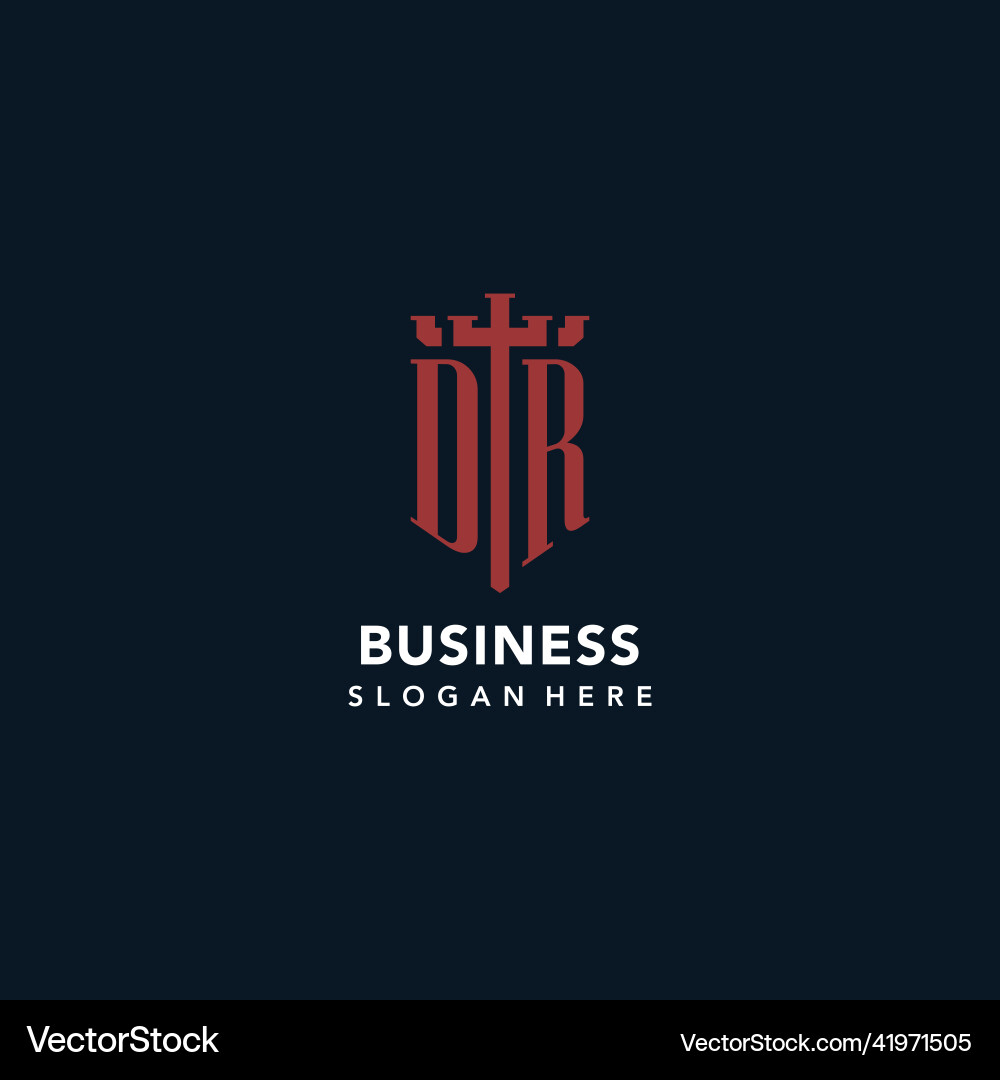 Dr initial monogram logos with sword and shield Vector Image