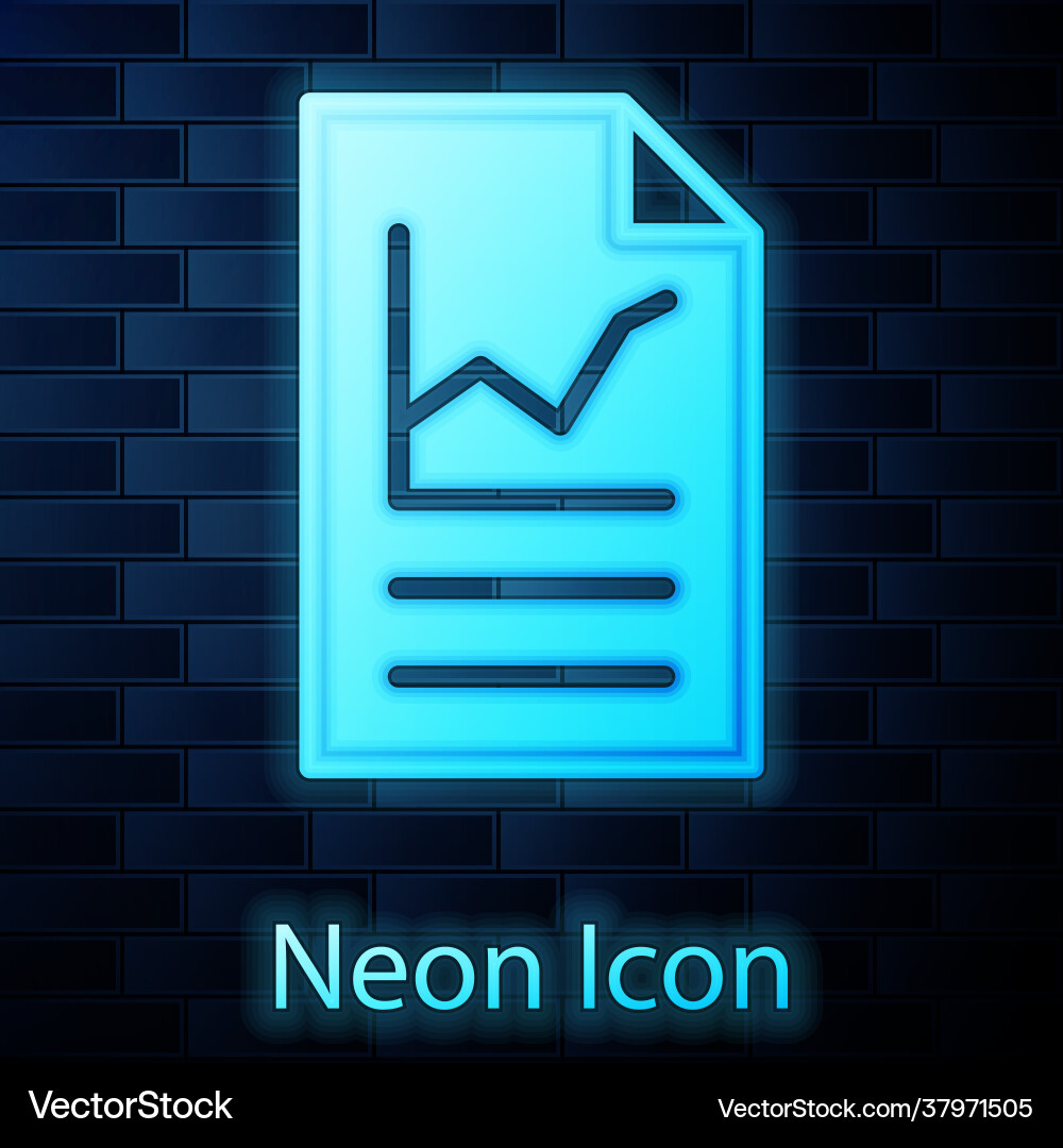 Glowing neon document with graph chart icon Glowing neon document with graph chart icon vector image
