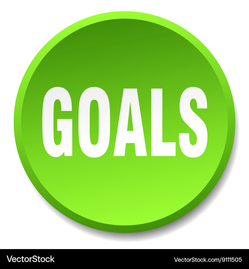 Goals green round flat isolated push button vector image