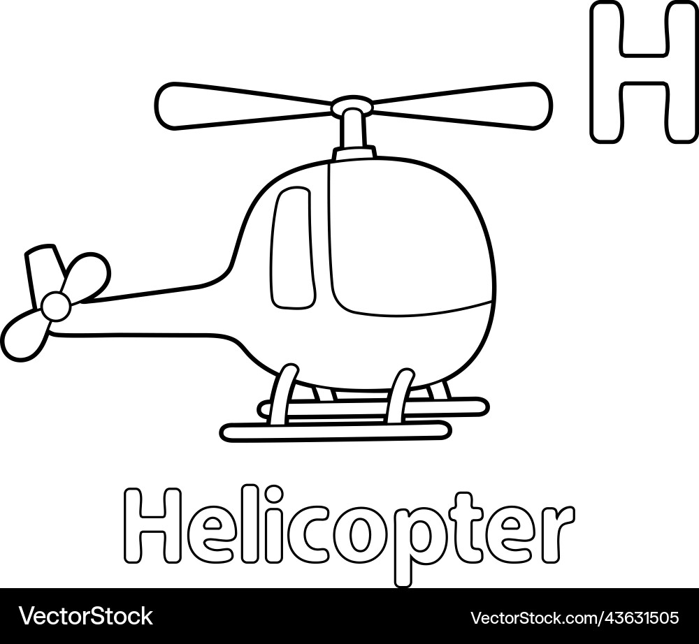 Helicopter alphabet abc coloring page h Helicopter alphabet abc coloring page h vector image