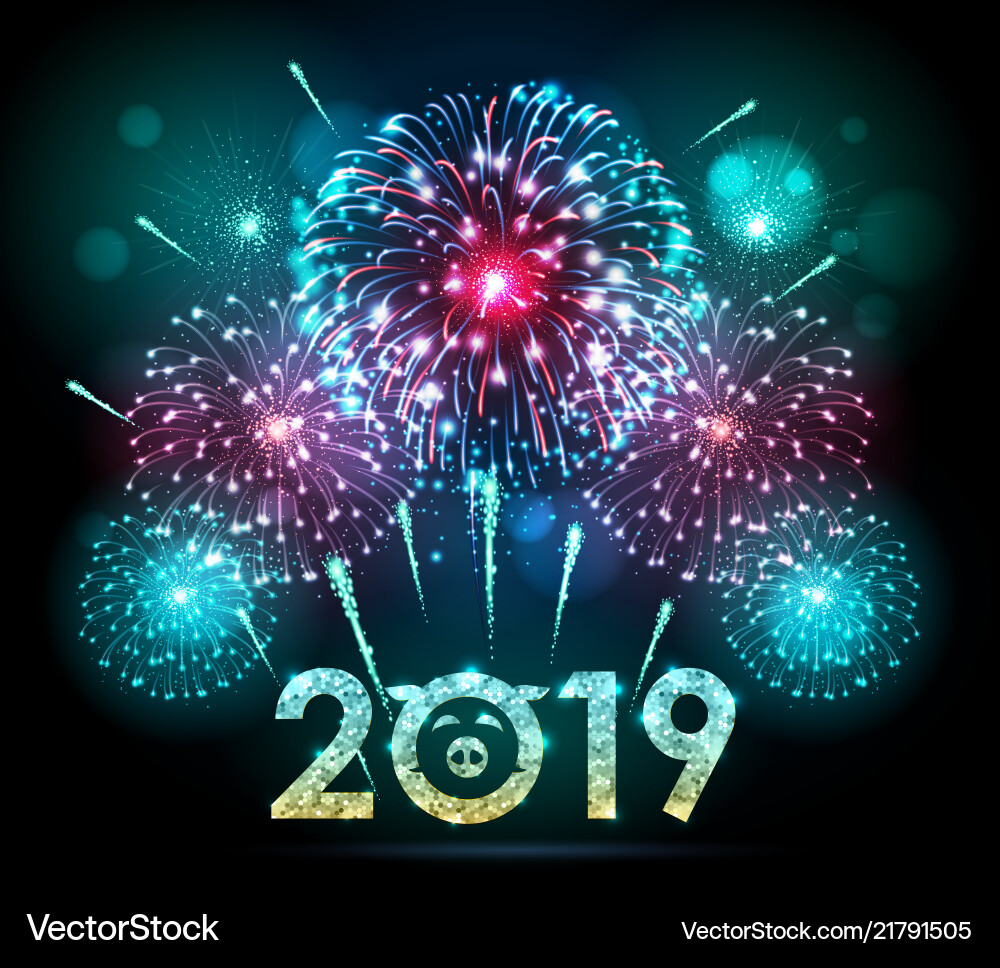 Holiday festival blue firework happy new year Holiday festival blue firework happy new year vector image