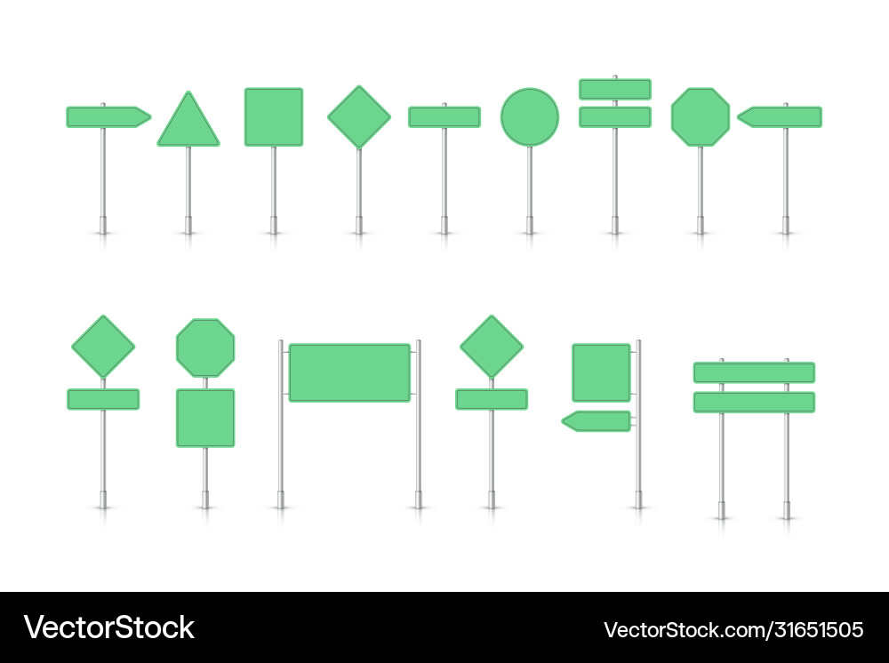 Mockup green traffic sign isolated on white Mockup green traffic sign isolated on white vector image