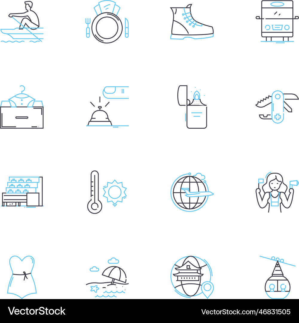 Off hours linear icons set recreation relaxation Vector Image