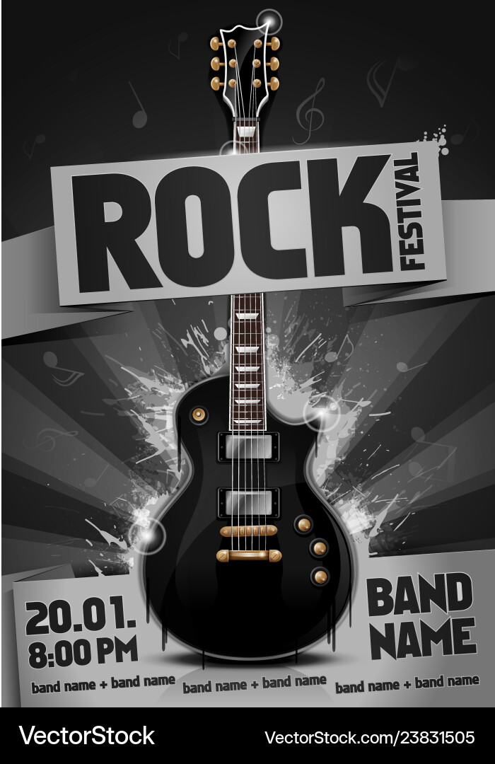 Rock Festival Flyer Design Template mit Gitarre Rock Festival Flyer Design Template mit Gitarre vektorbild