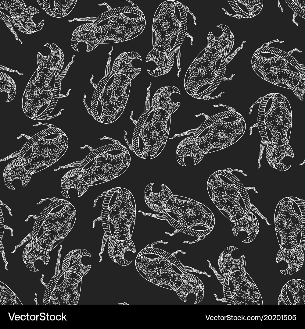 Seamless pattern background with beetle Vector Image