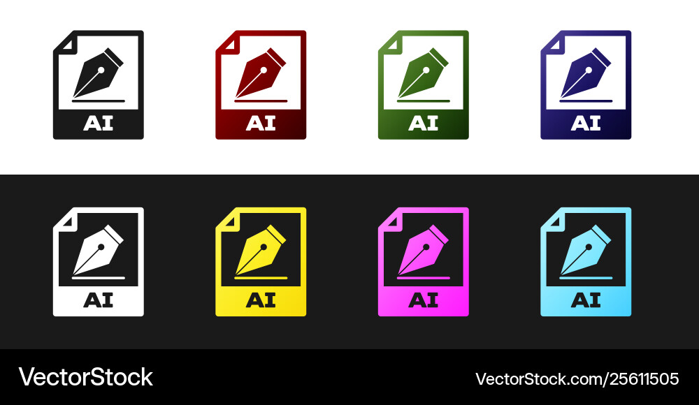 Set ai file document icon download button Set ai file document icon download button vector image