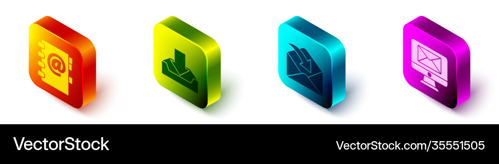 Set isometric address book download inbox vector image