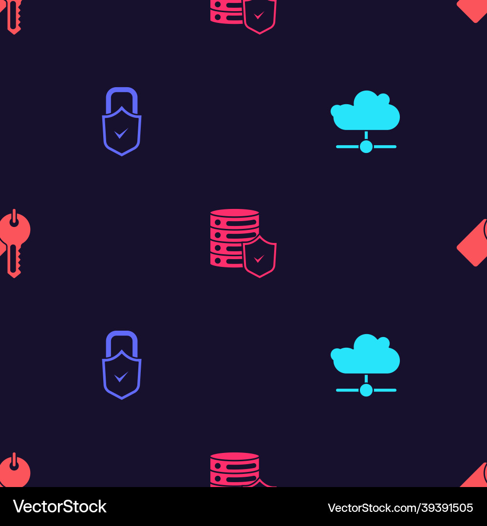Set network cloud connection lock and check mark Set network cloud connection lock and check mark vector image