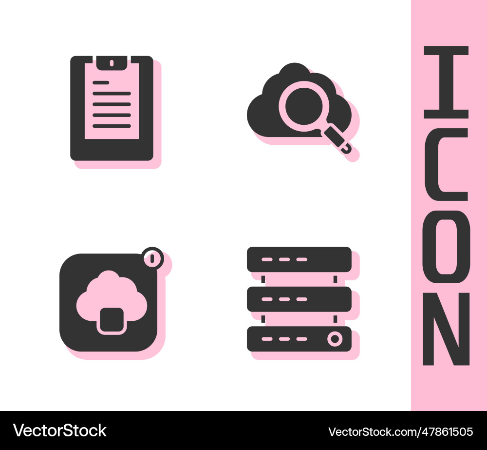 Set server data web hosting report cloud vector image