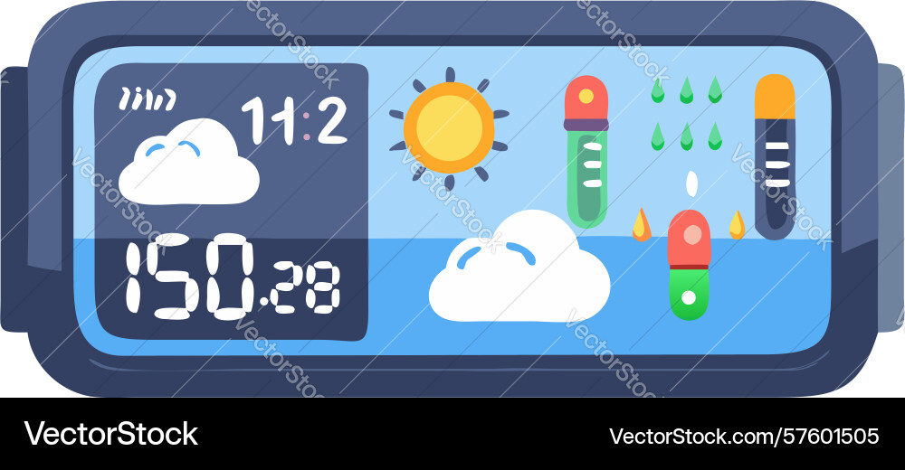 Weather and time dashboard digital display vector image