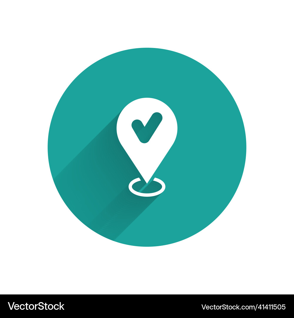 White map pin with check mark icon isolated Vector Image