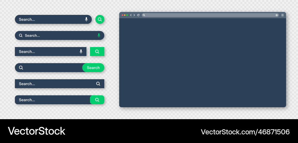 Blank internet browser window with various search Blank internet browser window with various search vector image