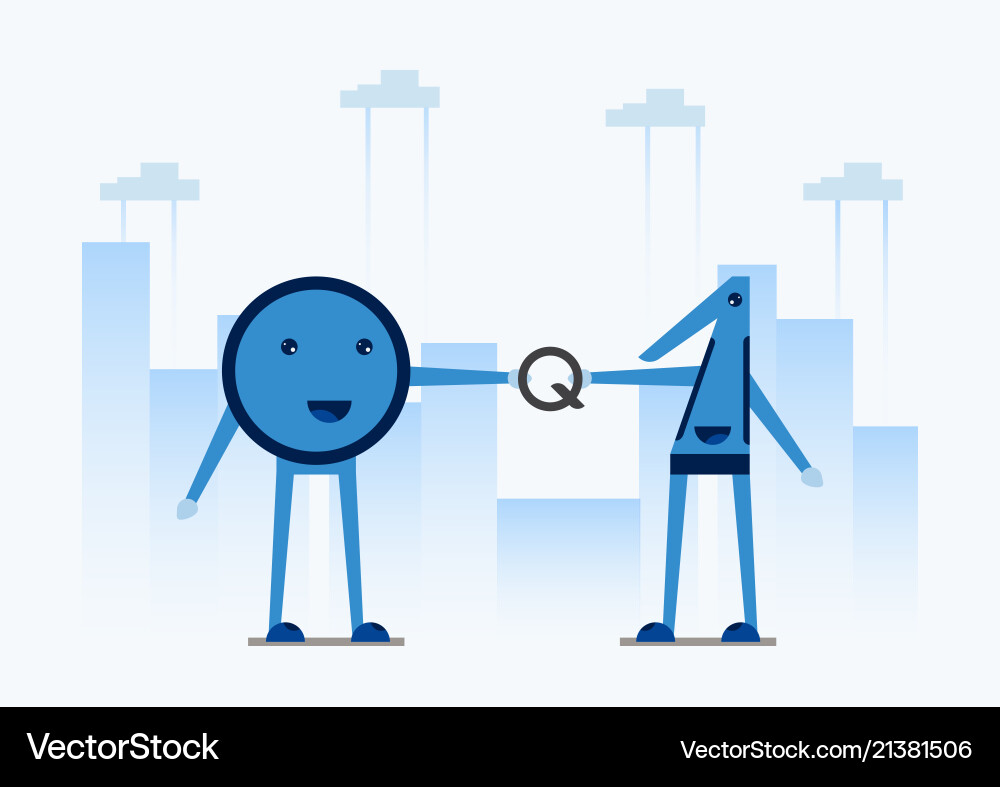 Character design in concept of quantum computing Character design in concept of quantum computing Vector Image