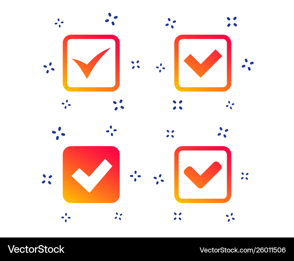 Check signs checkbox confirm icons Vector Image