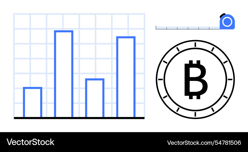 Data analysis bar chart bitcoin icon Data analysis bar chart bitcoin icon vector image
