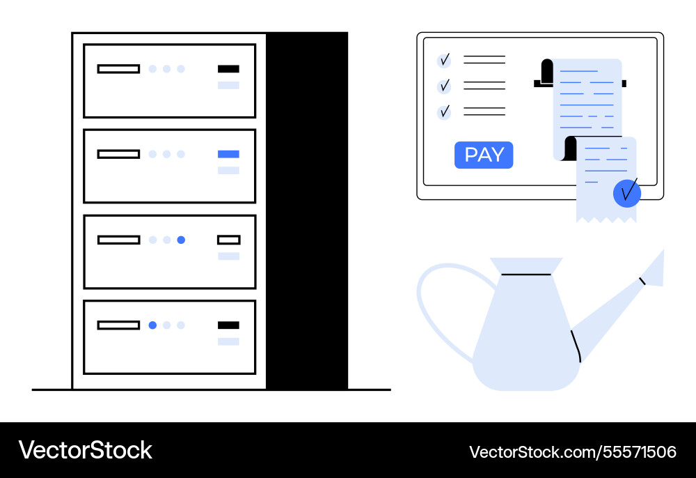 Data server with digital payment screen Data server with digital payment screen Vector Image