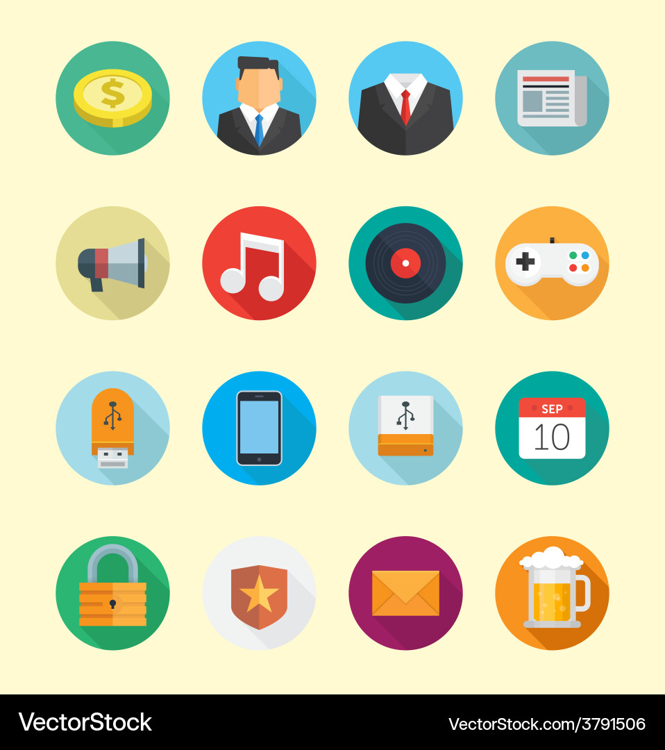 Flat Circle Icons - Modernes Set Vektorbild