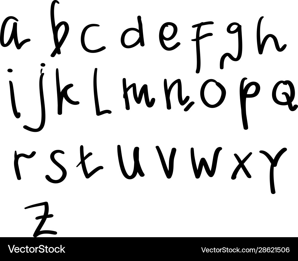Handwritten brush script black and white english Handwritten brush script black and white english Vector Image