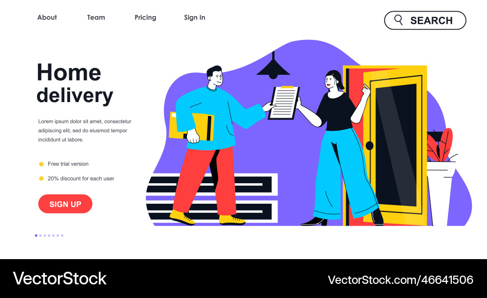 Home delivery concept for landing page template Home delivery concept for landing page template vector image