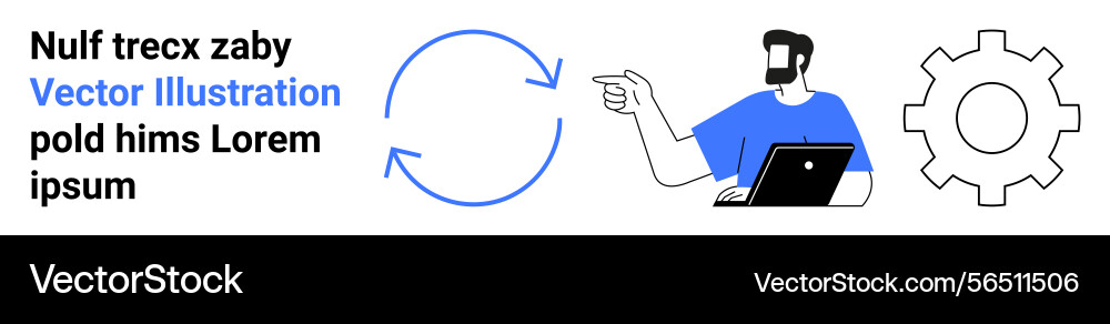 Man presenting workflow with laptop circular Man presenting workflow with laptop circular vector image