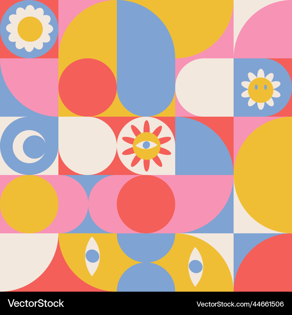 Mid-century modern geometric 60 s and 70 style Mid-century modern geometric 60 s and 70 style vector image