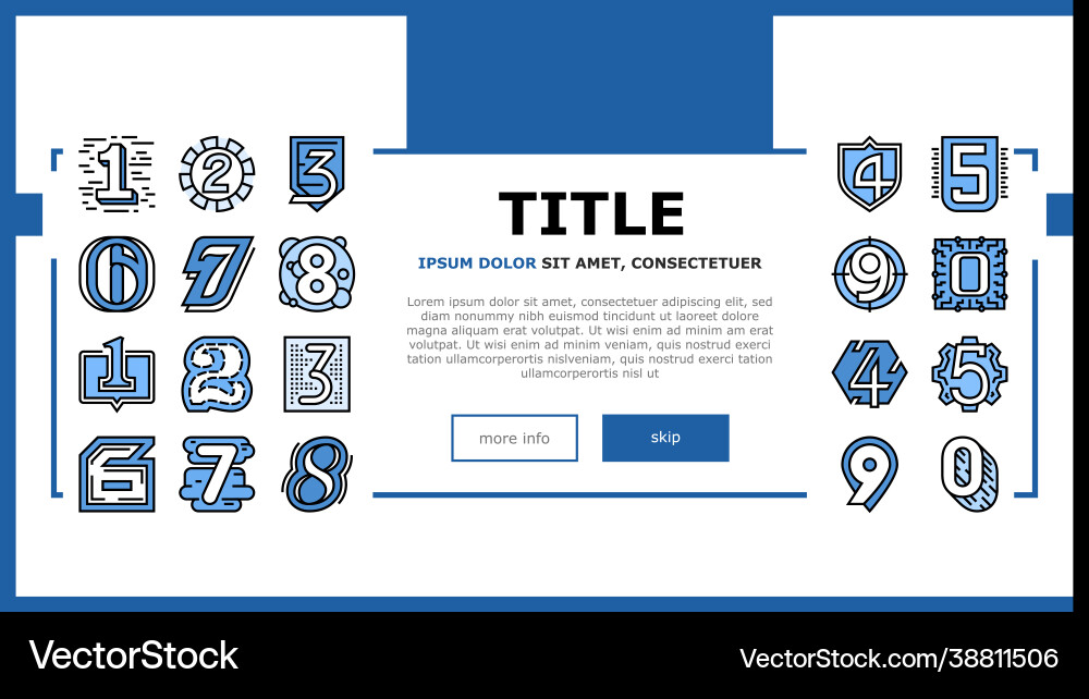 Numbers numeral title landing header Vector Image