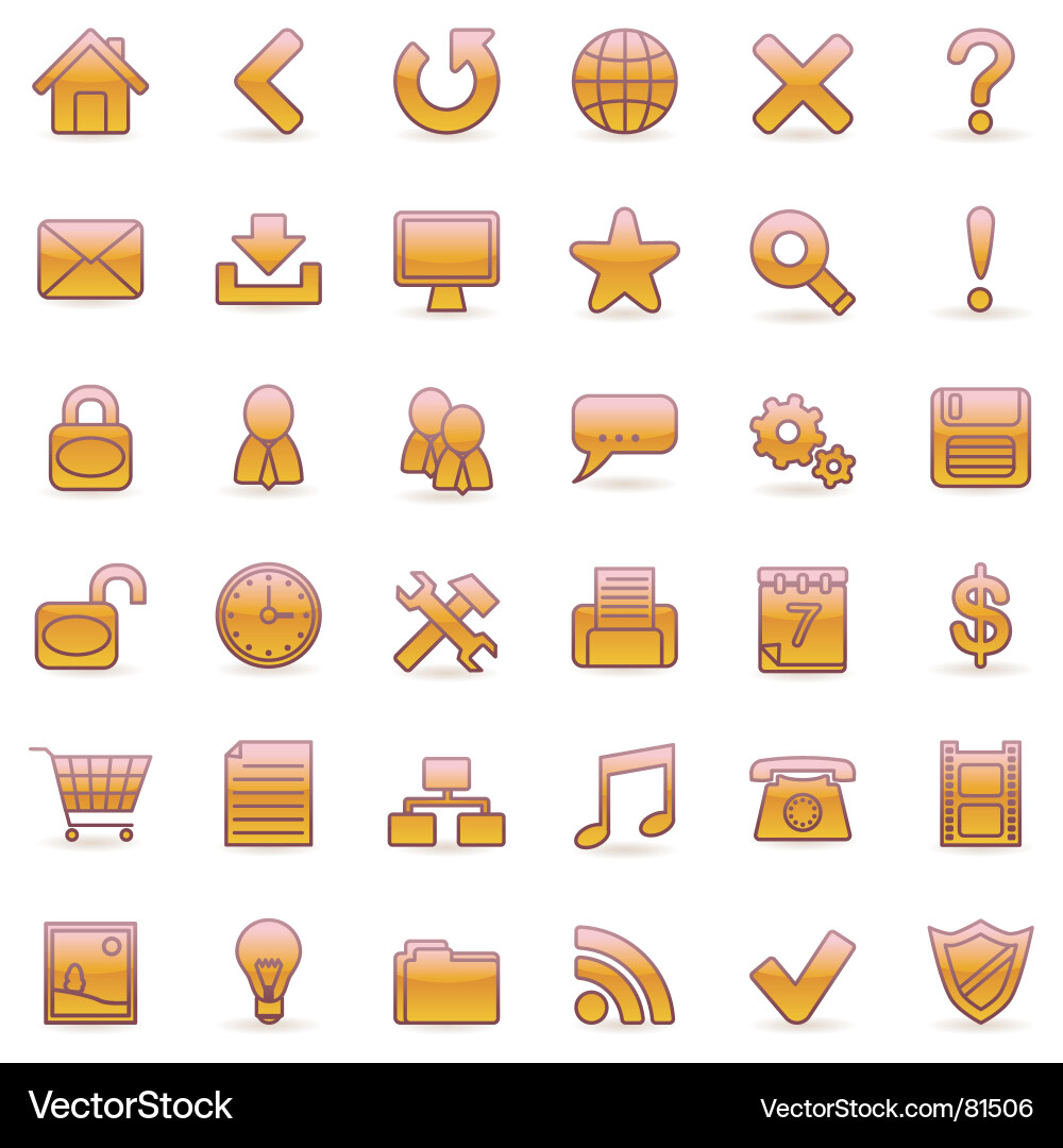 Orange Web Icons Vector Image