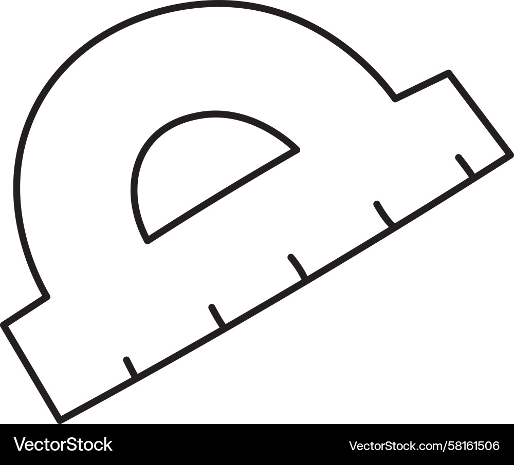 Protractor with Ruler Vector Image