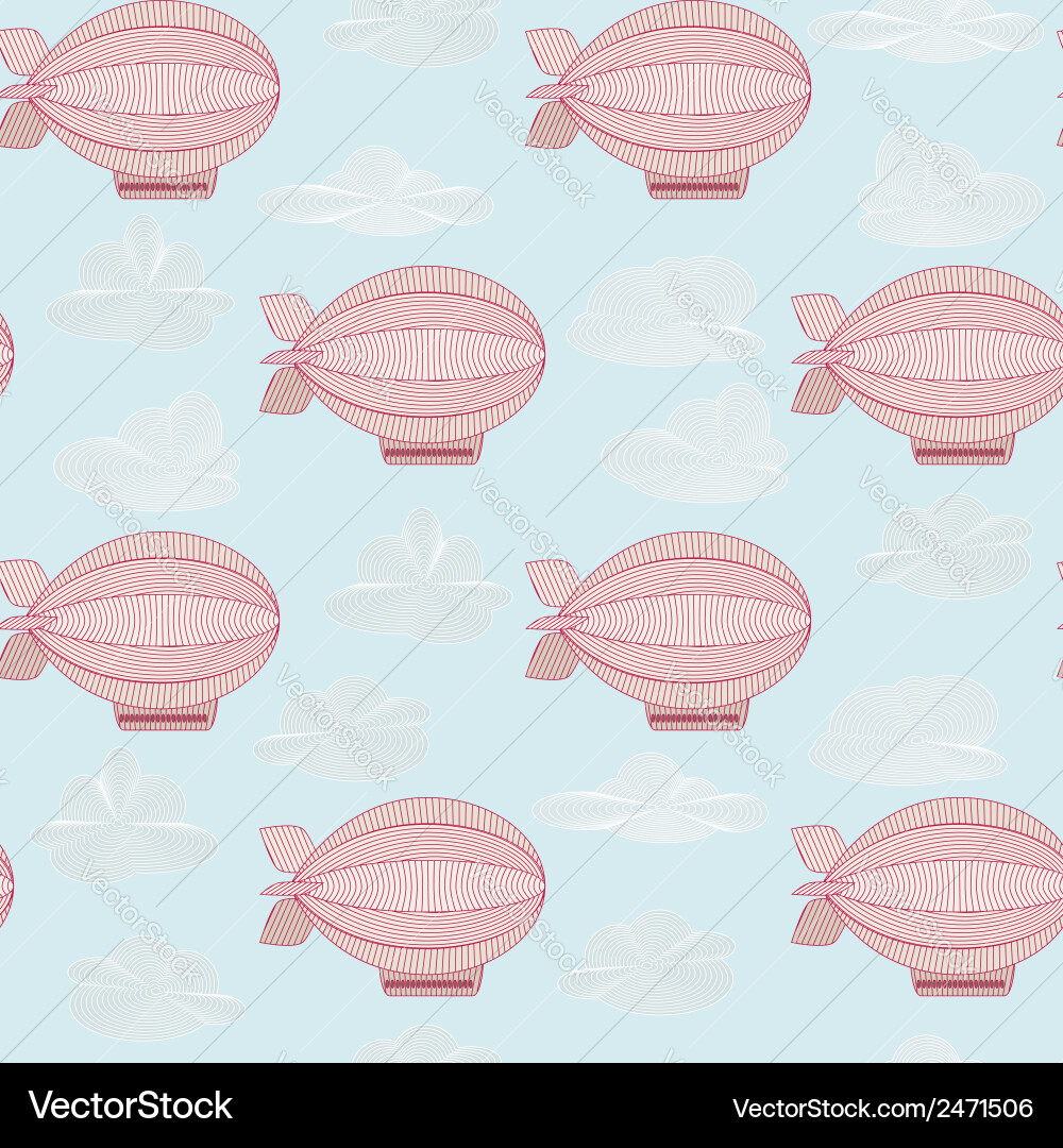 Retro Zeppelins Seamless Pattern Vector Image