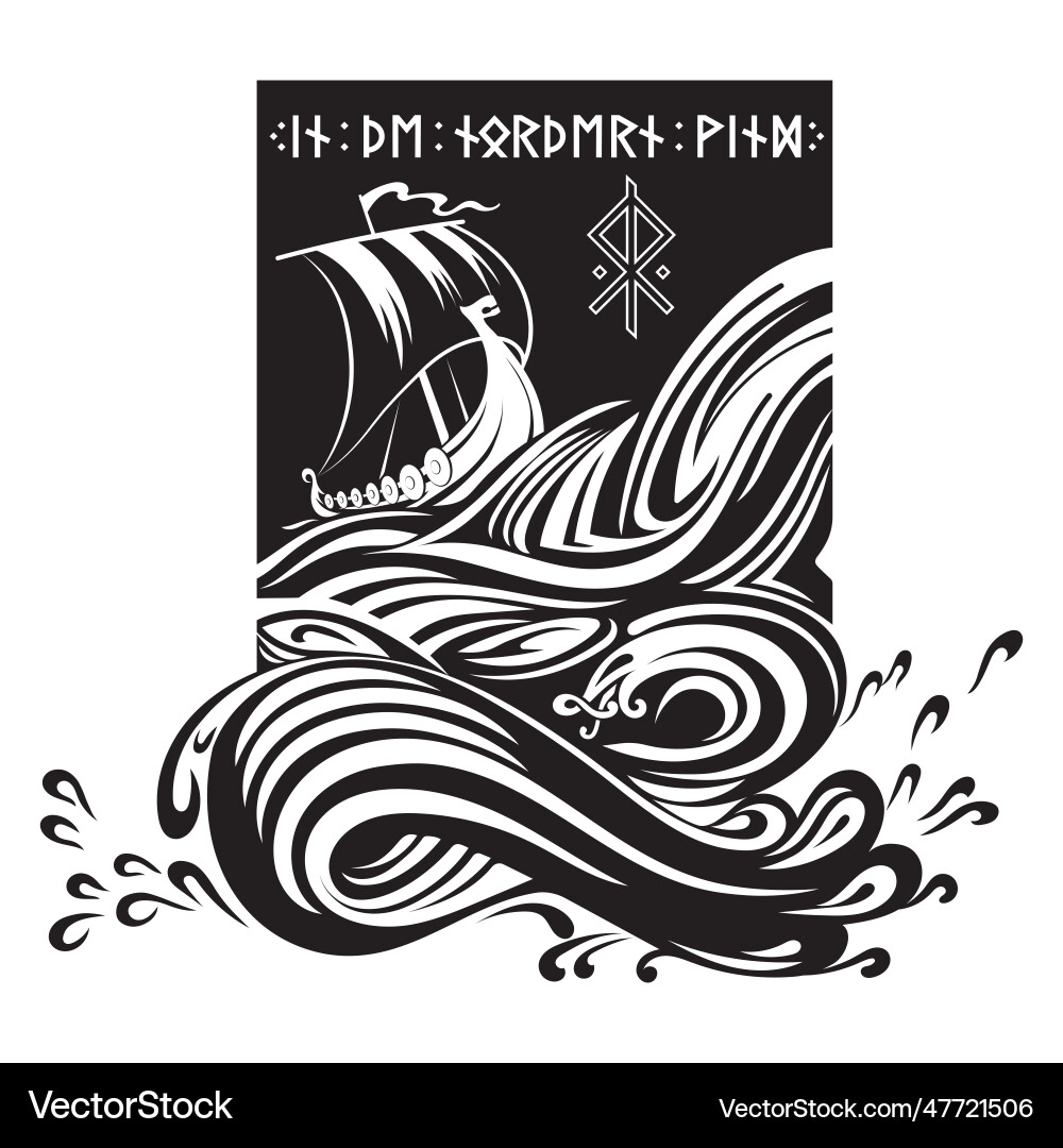 Scandinavian viking design ship drakkar vector image