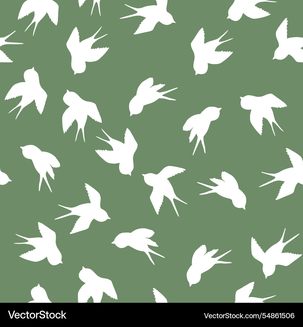 Seamless pattern with swallow silhouette on color Seamless pattern with swallow silhouette on color vector image