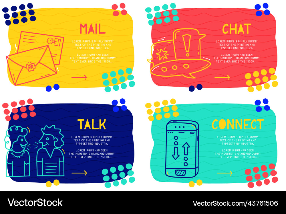 Set abstract landing page pattern with different vector image
