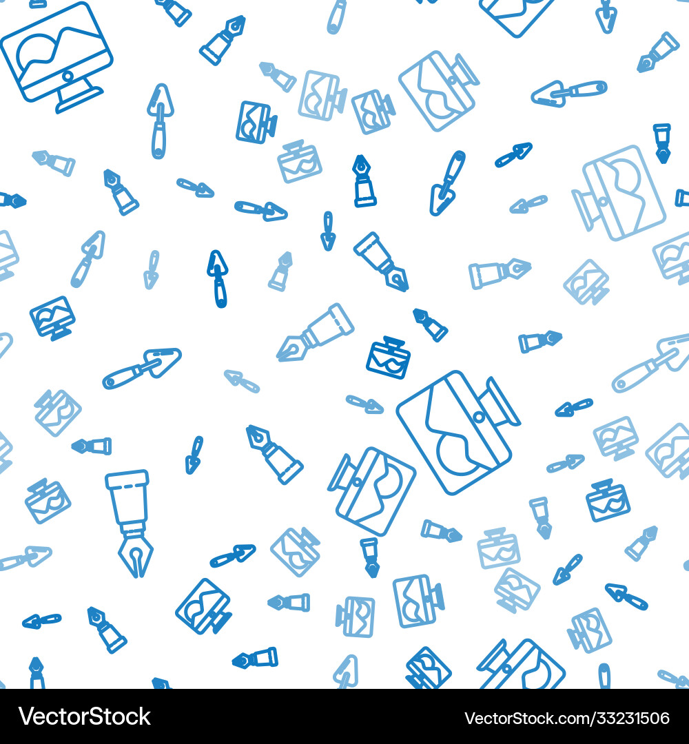 Set line fountain pen nib computer monitor screen Vector Image