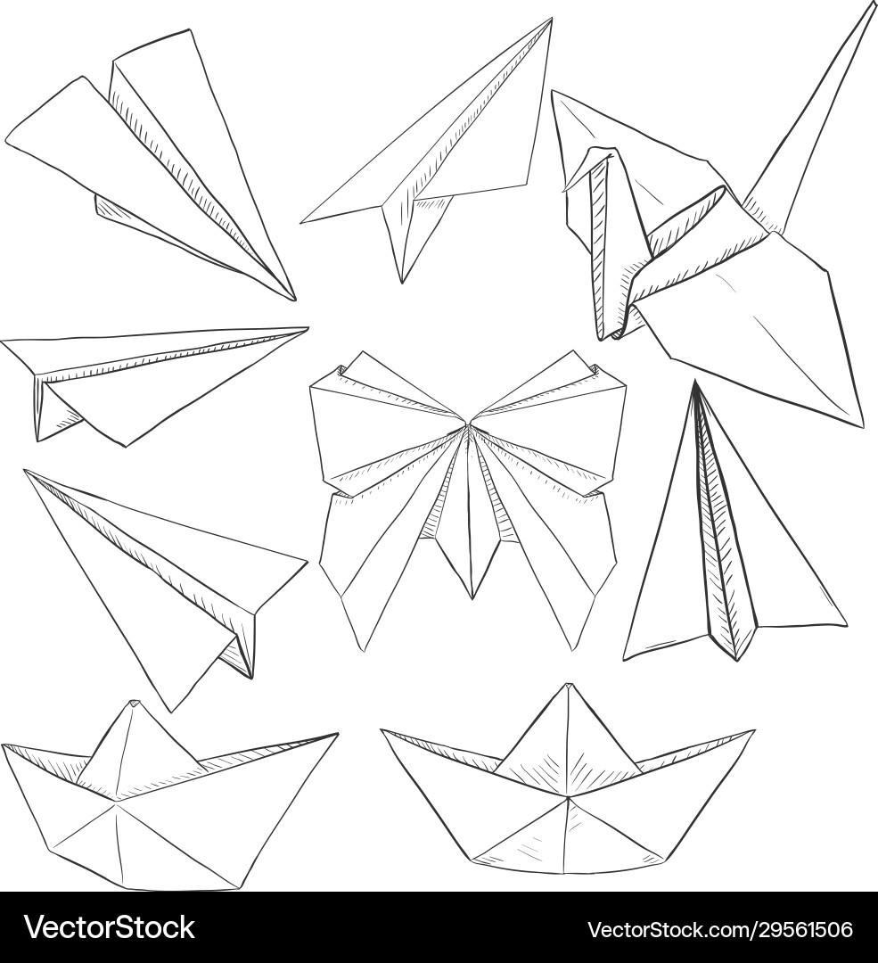 Set origami objects Vector Image
