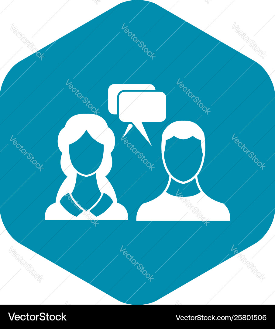 Speech bubbles with two faces icon simple style Speech bubbles with two faces icon simple style vector image