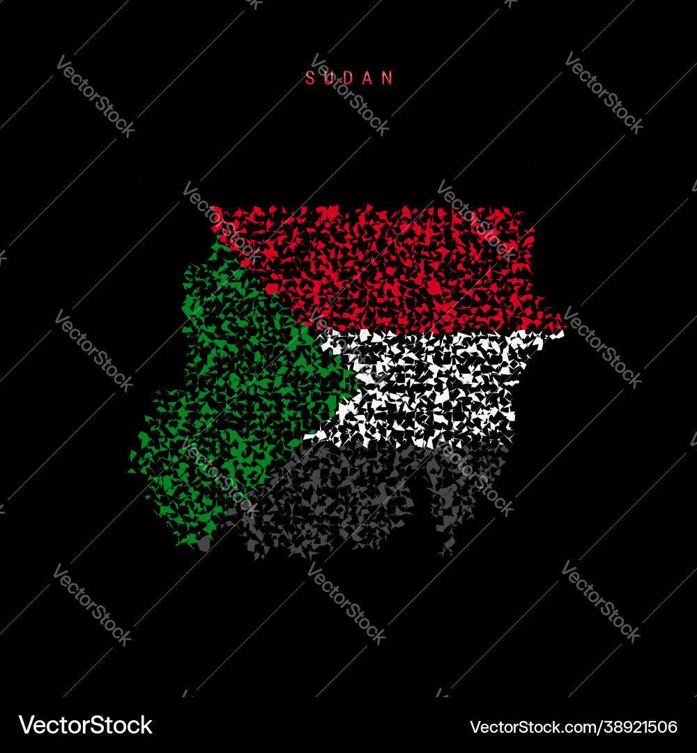 Sudan flag map chaotic particles pattern Sudan flag map chaotic particles pattern vector image