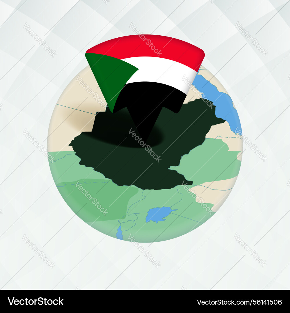 Sudan map highlighted with flag marker Sudan map highlighted with flag marker vector image