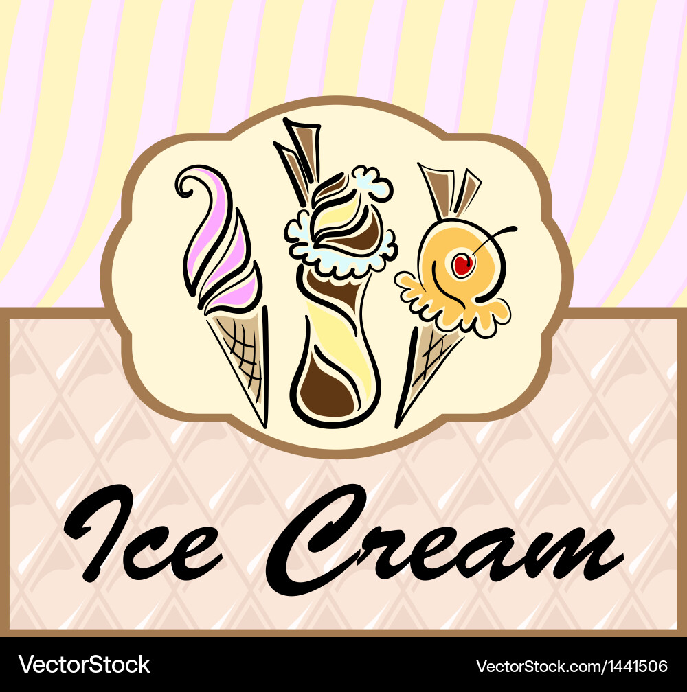 Text frame with abstract ice cream symbols vector image