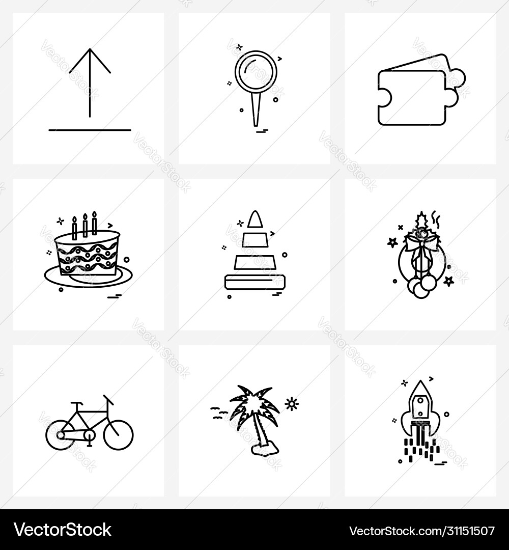 9 interface line icon set modern symbols vector image