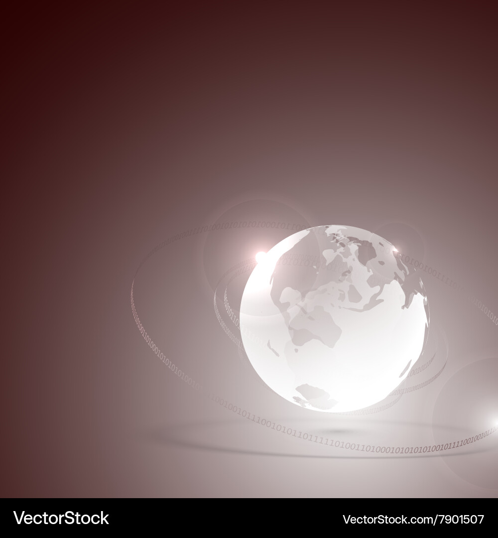 Abstract glass planet earth and binary code vector image