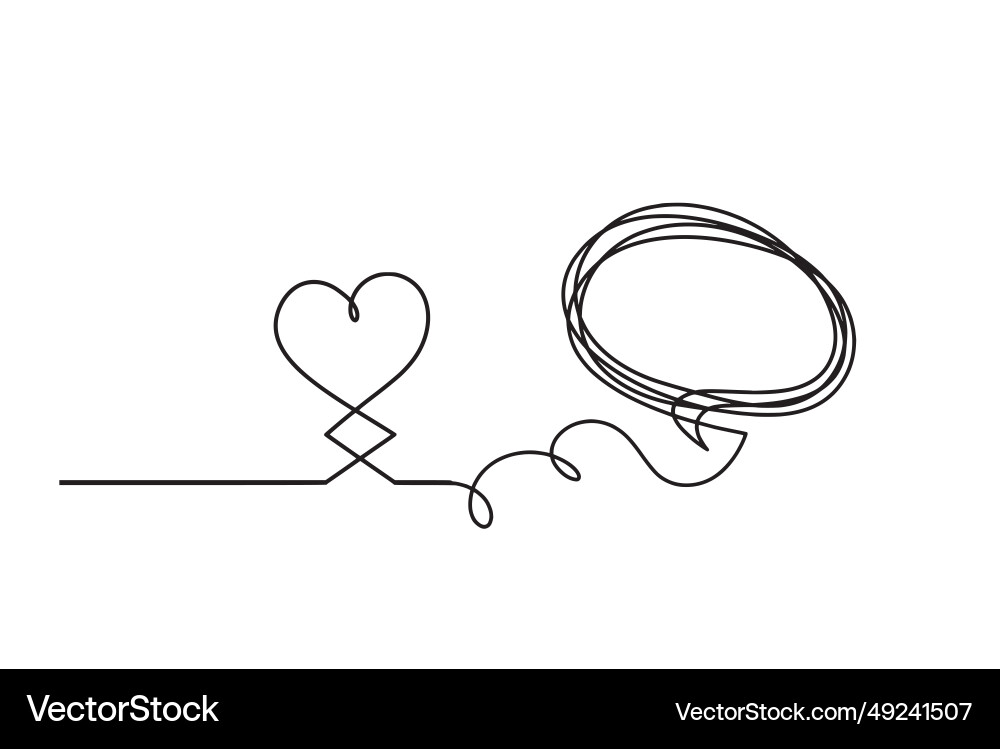 Abstract hearts with comment as continuous line vector image