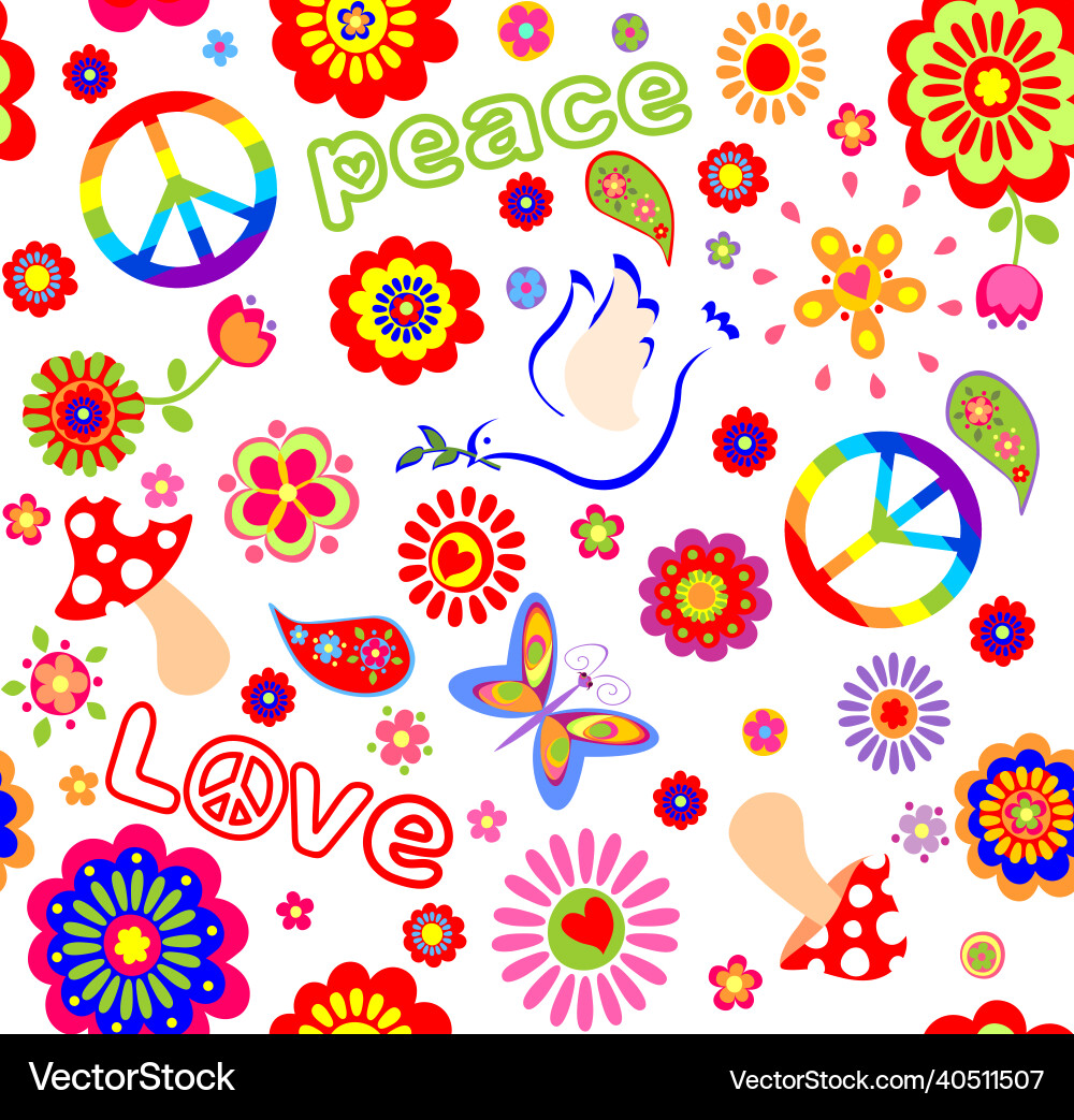 Childish wallpaper with hippie symbolic mushroom Childish wallpaper with hippie symbolic mushroom vector image