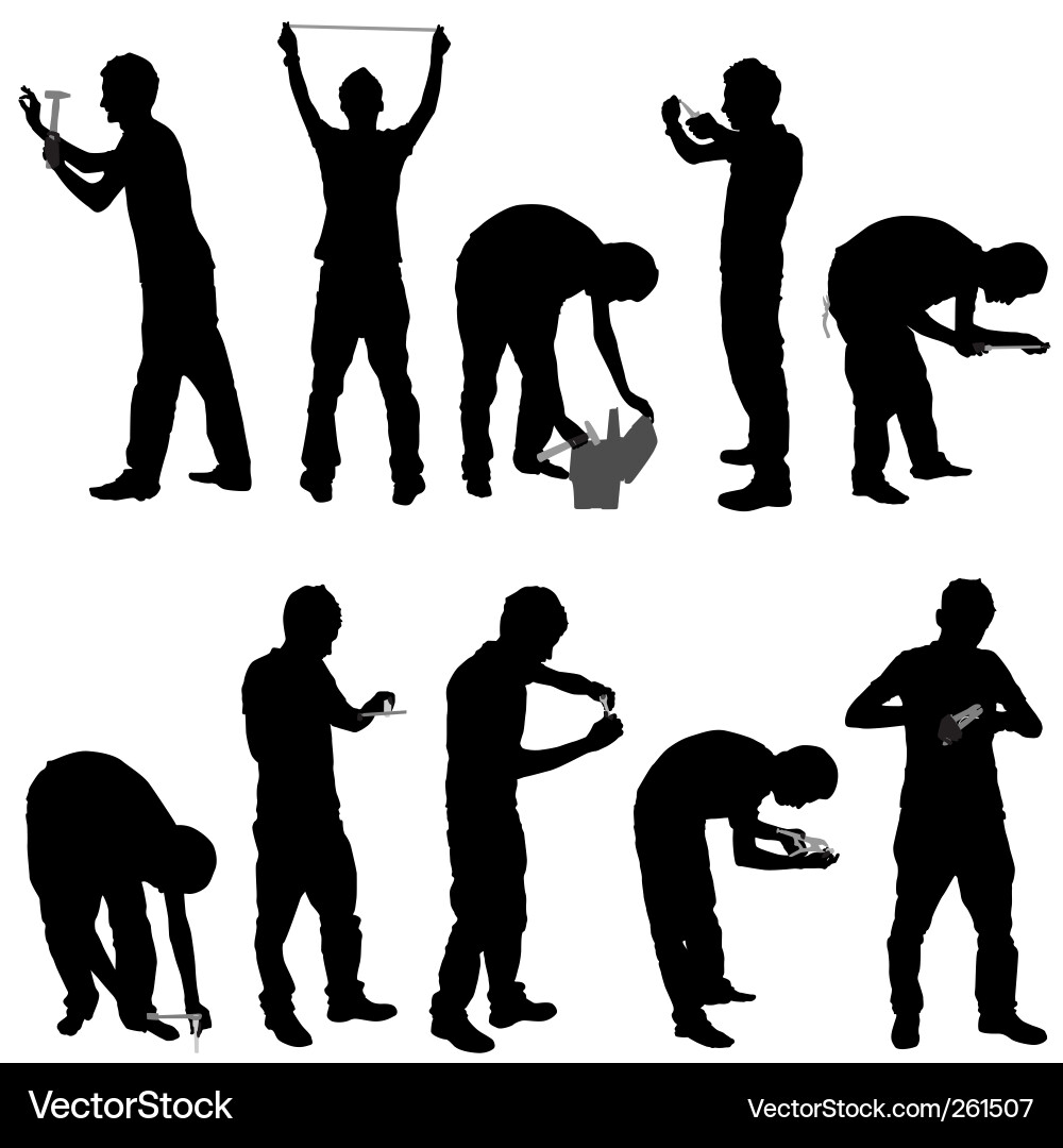 Construction Worker Silhouette Vector Image