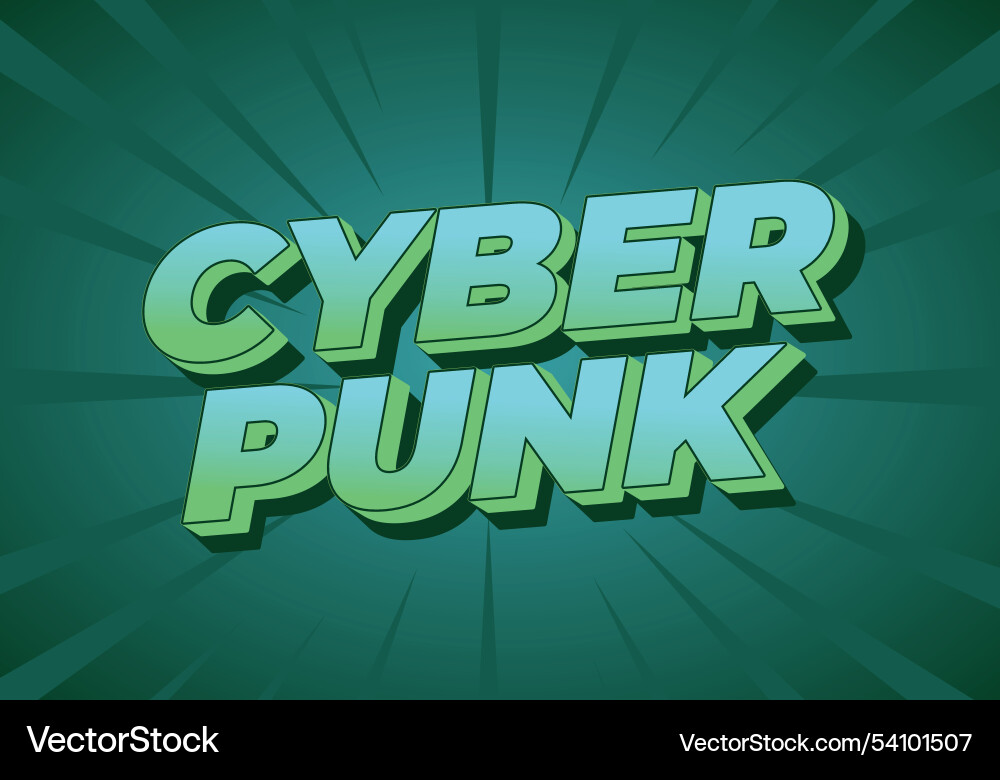 Cyber punk text effect in bold fonts with 3d style Cyber punk text effect in bold fonts with 3d style vector image